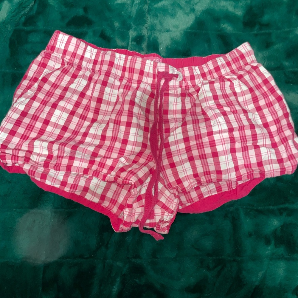 plaid pink pj shorts